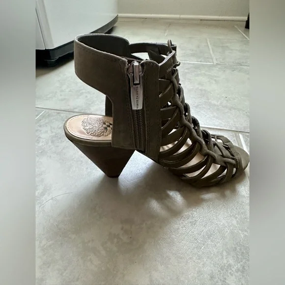 Vince Camuto Olive Open Toed Ankle Booties - Picture 4 of 8